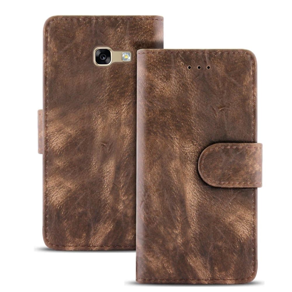 Vintage Microfiber fodral för Samsung Galaxy A3 (2017) Kortfack Konstläder Brun