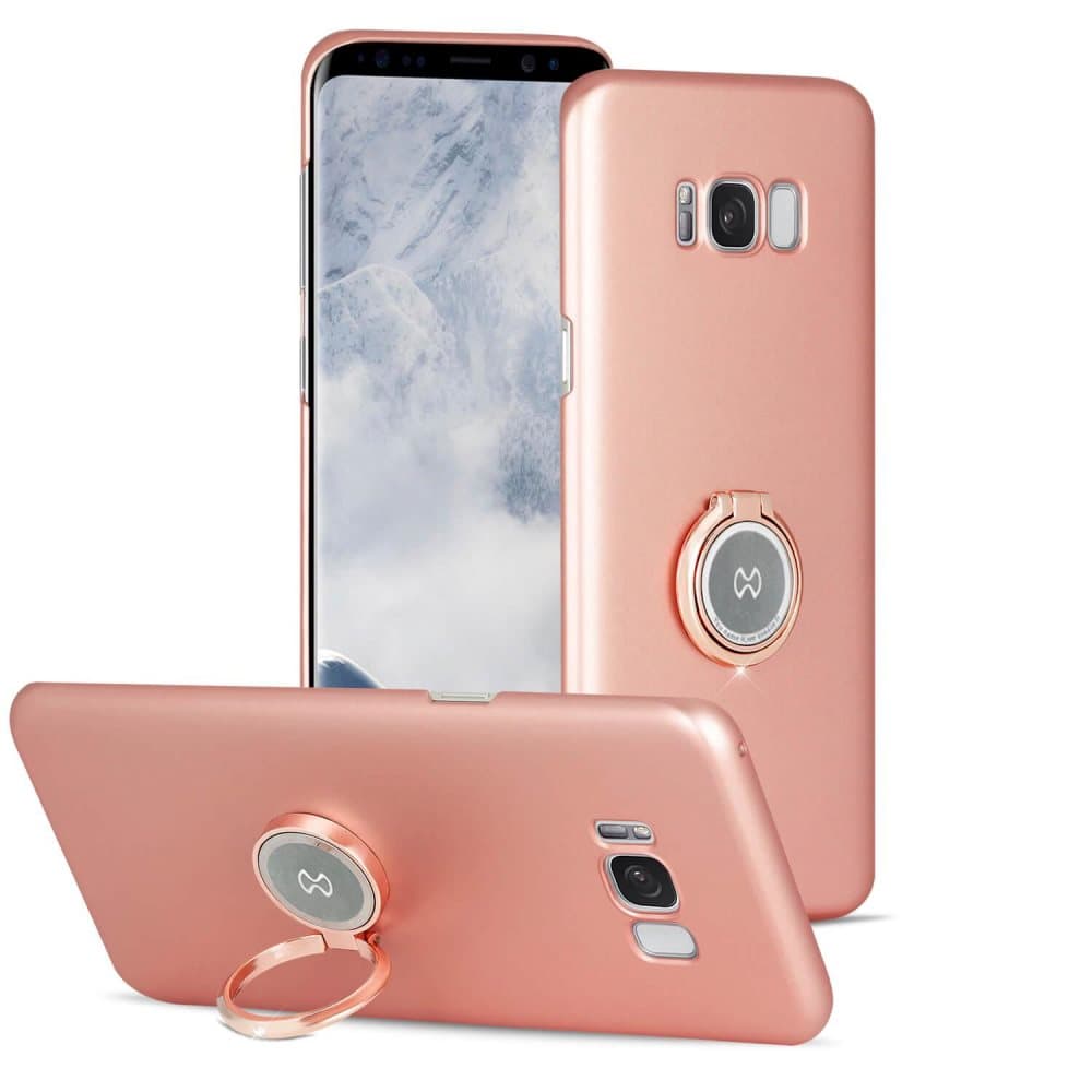 Fodral med ringstativ för Samsung Galaxy S8 Plus Kickstand Bling-Etui Plast Rosa