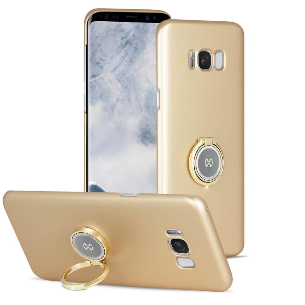 Ultratunn väska med ring för Samsung Galaxy S8 Bling-Etui Super smal Hårt Guld