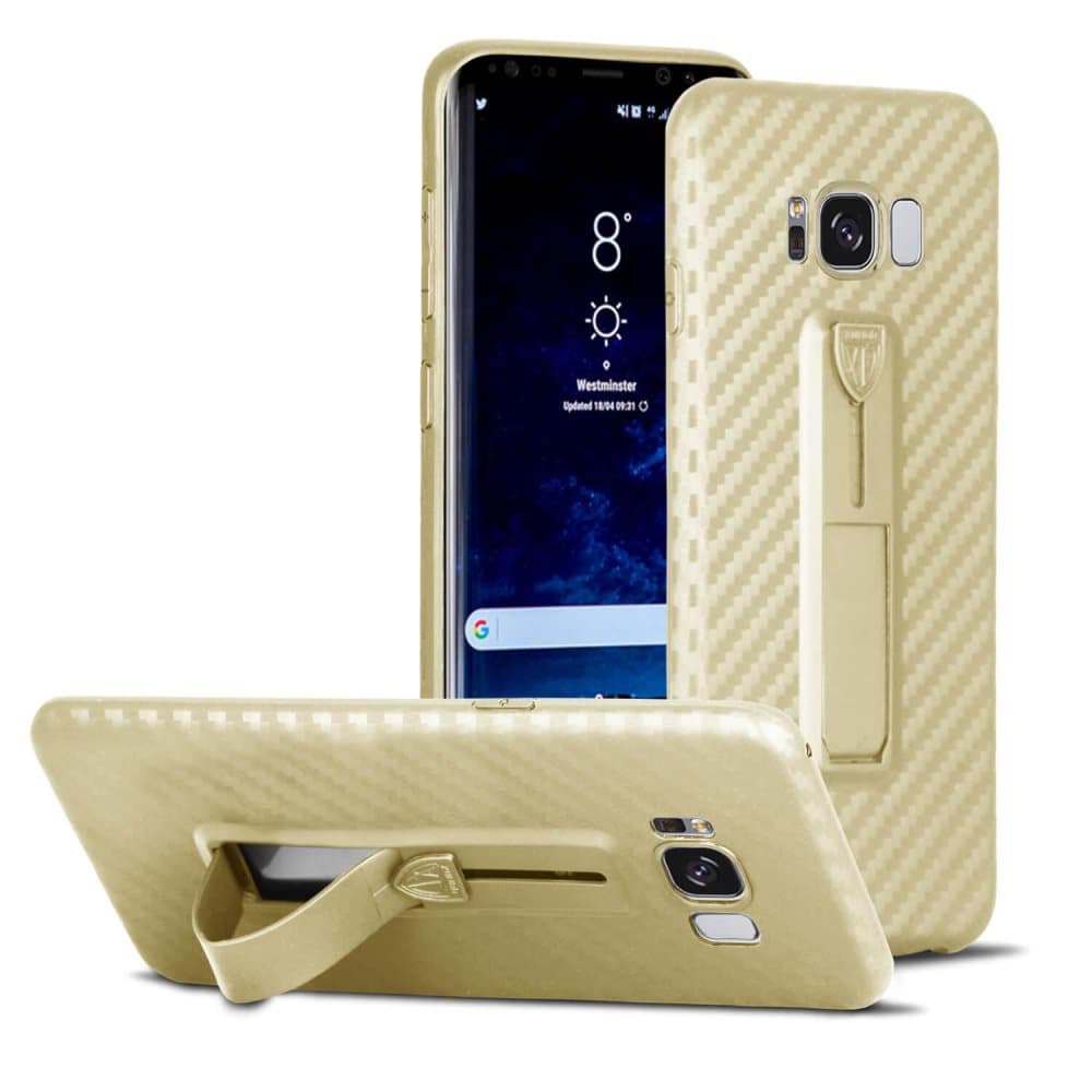 Väska med Kickstand stativ för Samsung Galaxy S8 Super smal Bling-Etui Hårt Guld