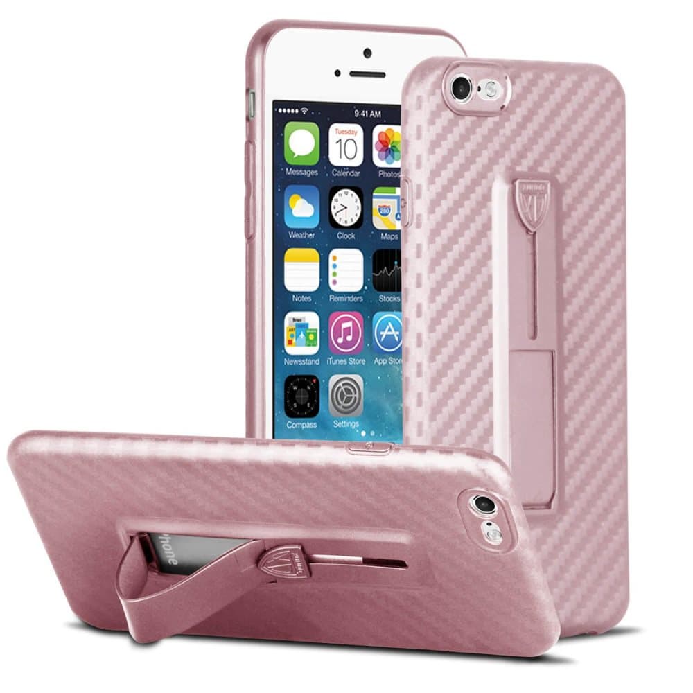 Ultratunn väska med Kickstand för Apple iPhone 6 / 6s Bling-Etui Hård-Plast Rosa