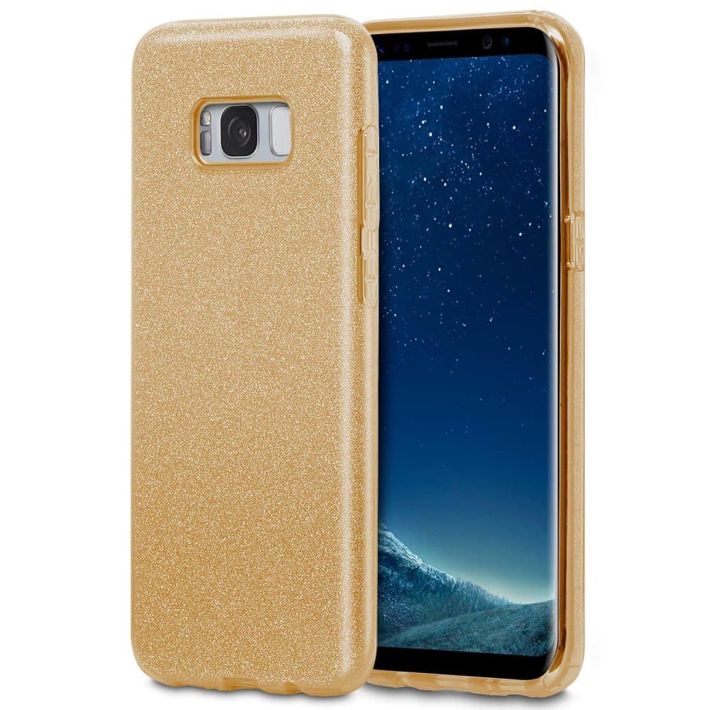 Fodral för Samsung Galaxy S8 Plus Skinande TPU Strass bling 3 I ett Etui Guld