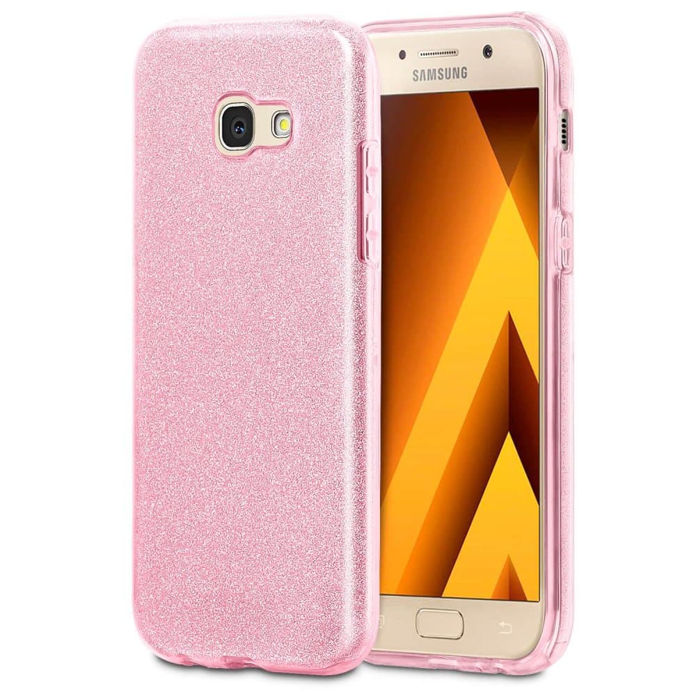 Skala för Samsung Galaxy A7 (2017) Skinande Strass 3 I ett Etui bling TPU Rosa