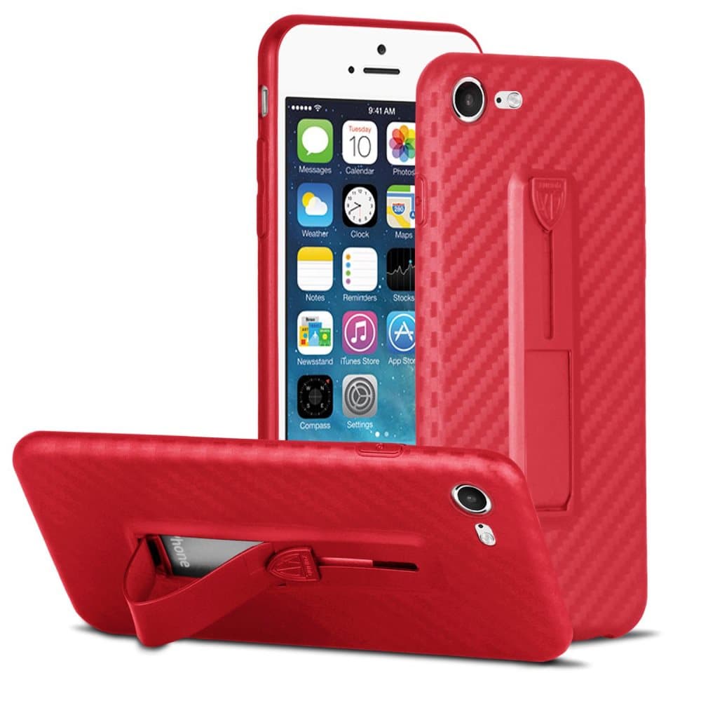 Väska med Kickstand stativ för Apple iPhone 7 / 8 Super smal Hårt Bling-Etui Röd