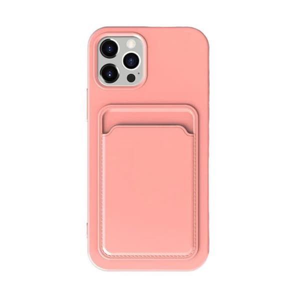 iPhone 13 Pro Max Silikonskal med Korthållare - Rosa