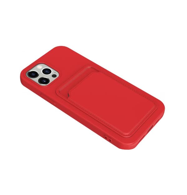 iPhone 13 Pro Max Silikonskal med Korthållare - Röd