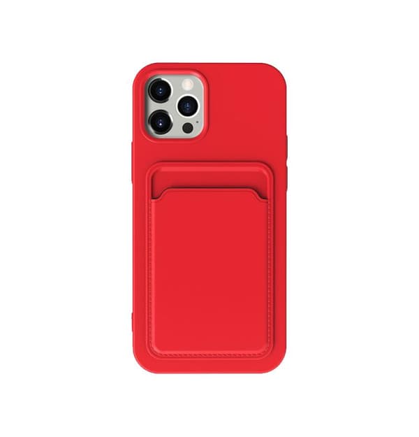 iPhone 13 Pro Max Silikonskal med Korthållare - Röd