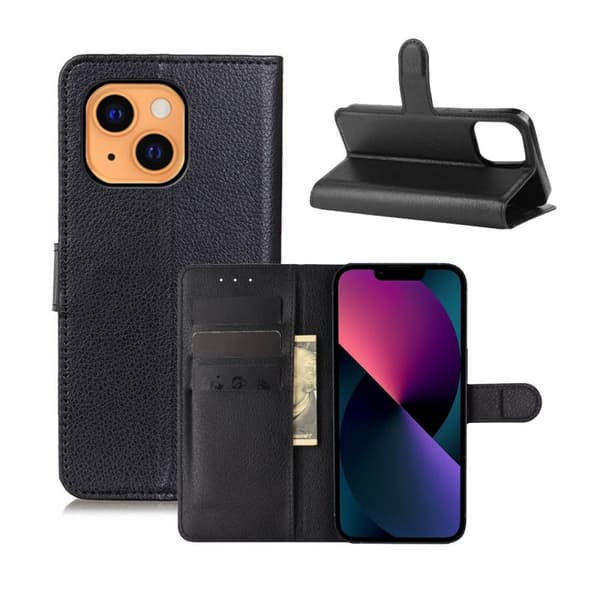 iPhone 13 Plånboksfodral med Stativ - Svart