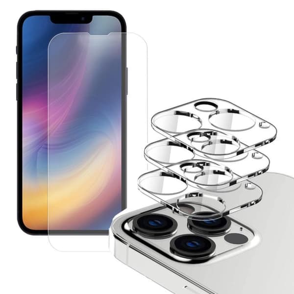 Iphone 13 PRO MAX [4-PACK] 2 X linsebeskyttelse + 2 X hærdet glas