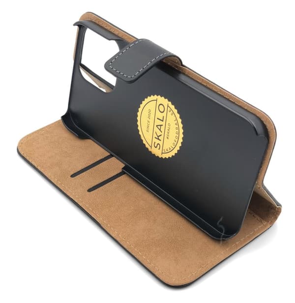 SKALO iPhone 13 Pro Max Flip Cover m. Pung i Ægte Læder