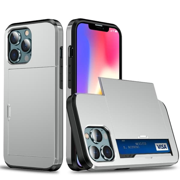 IPhone 13 Pro skal med en korthållare - Grått