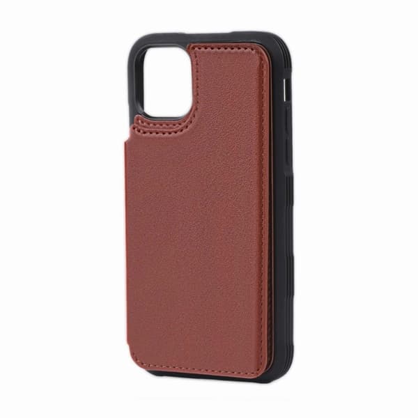 iPhone 11 Pro Stöttåligt Skal med Kortfack - Brun