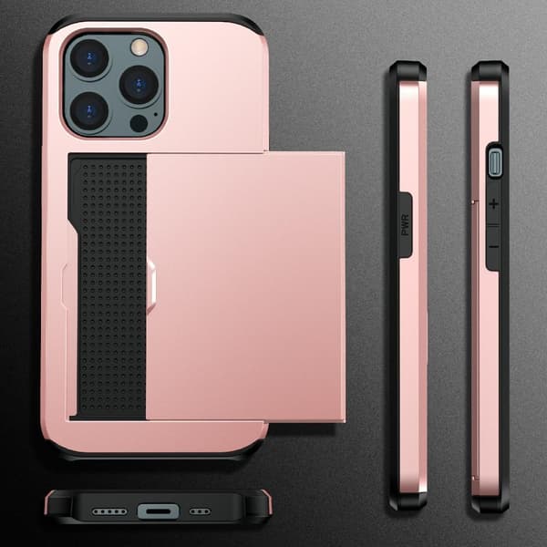 SKALO iPhone 13 Armor Skal Korthållare - Roséguld