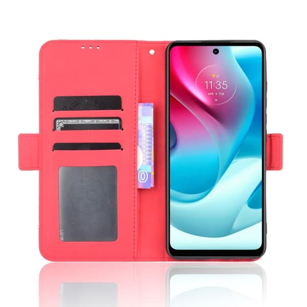 SKALO Moto G60S 6-lokeroa Lompakkokotelo - Punainen