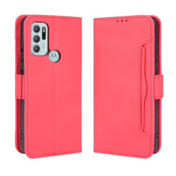 SKALO Moto G60S 6-lokeroa Lompakkokotelo - Punainen