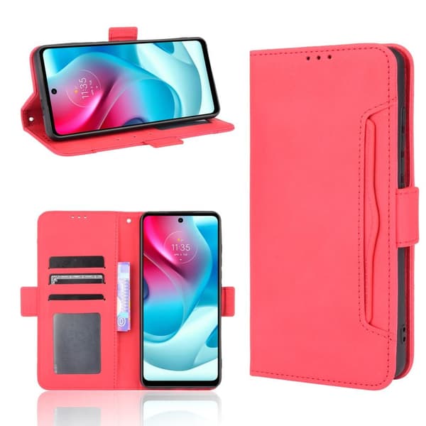 SKALO Moto G60S 6-lokeroa Lompakkokotelo - Punainen