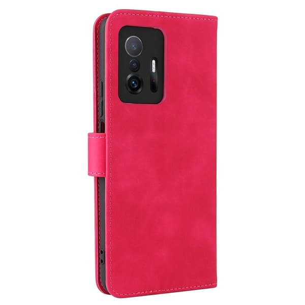SKALO Xiaomi 11T/11T Pro Matt PU-læderpungetui - Cerise