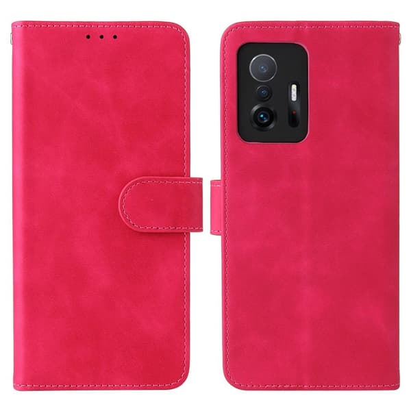 SKALO Xiaomi 11T/11T Pro Matt PU-læderpungetui - Cerise