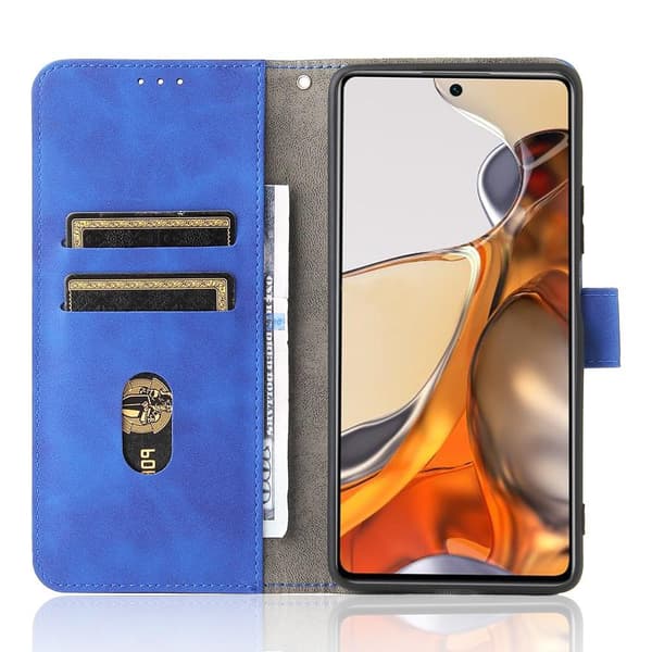 SKALO Xiaomi 11T/11T Pro Matt PU Nahka lompakkokotelo - Sininen