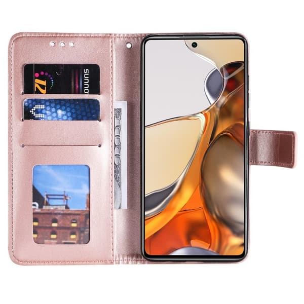 SKALO Xiaomi 11T/11T Pro Mandala lompakkokotelo - Ruusukulta