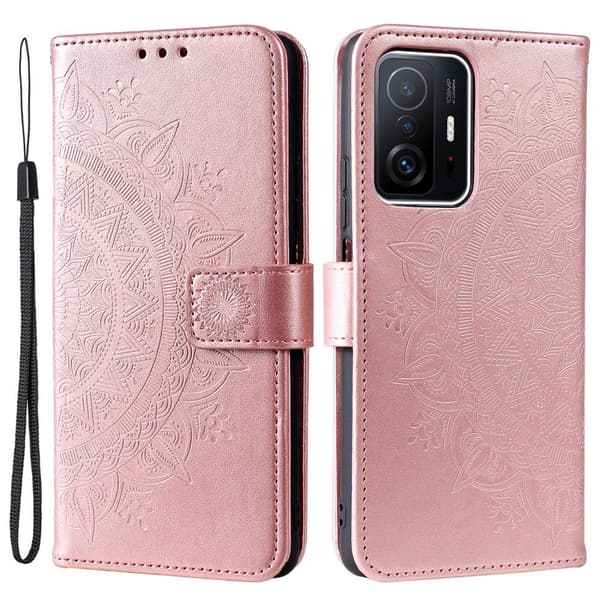 SKALO Xiaomi 11T/11T Pro Mandala lompakkokotelo - Ruusukulta