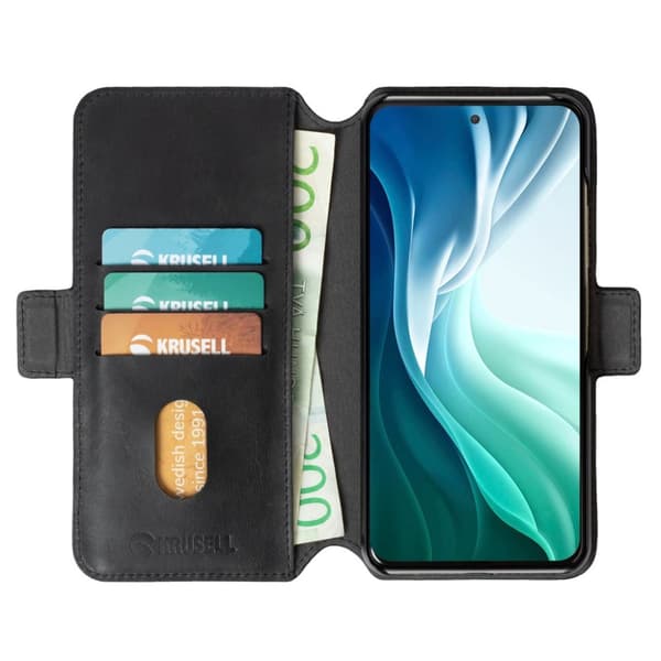 Krusell Xiaomi Mi 11i Etui Leather PhoneWallet Sort