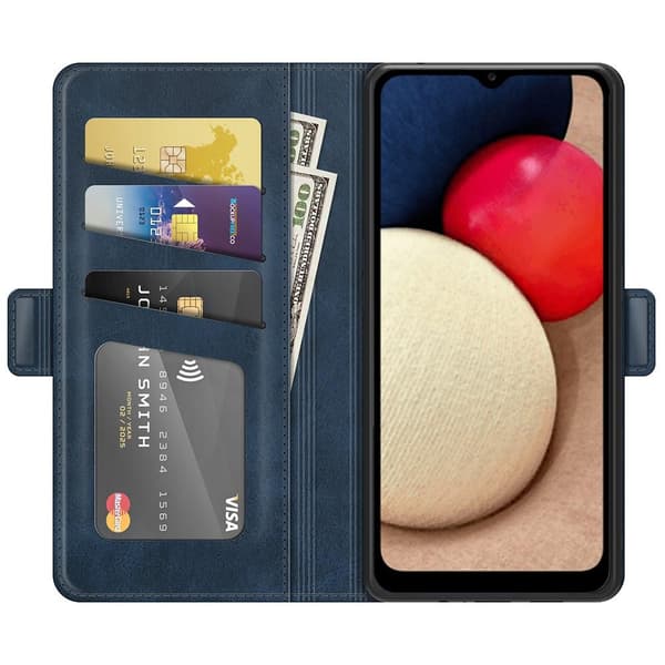 SKALO Samsung A02s / A03s Premium Wallet Flip Cover - Blå