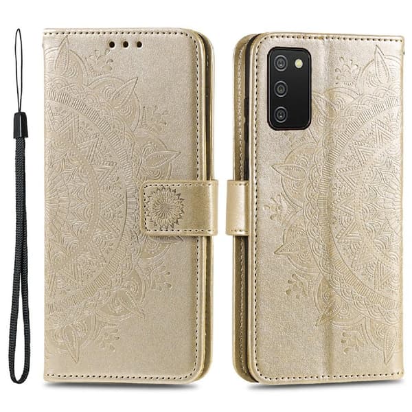 SKALO Samsung A02s / A03s Mandala Flip Cover - Guld