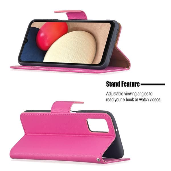 SKALO Samsung A02s / A03s Premium Litchi Flip Cover - Cerise