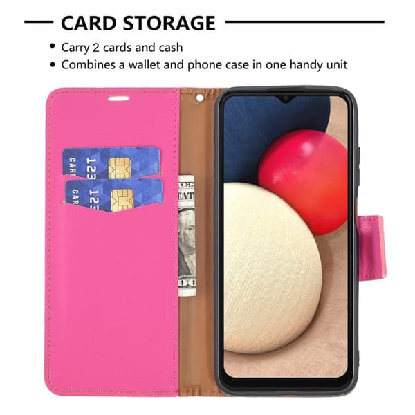 SKALO Samsung A02s / A03s Premium Litchi Flip Cover - Cerise