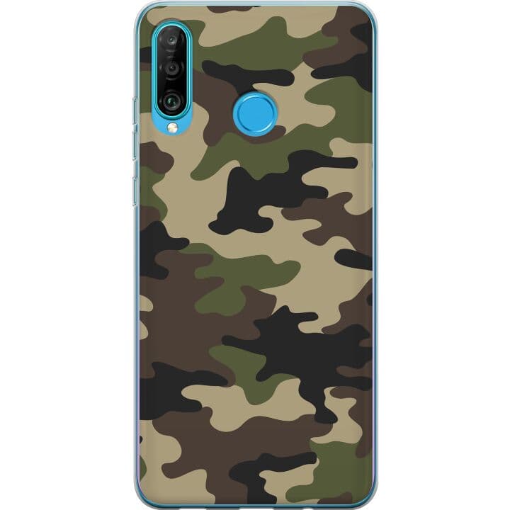 Huawei P30 lite Genomskinligt Skal Woodland Camo