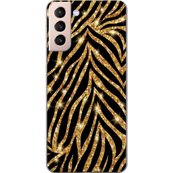 Samsung Galaxy S21 Genomskinligt Skal Gold & Glitter