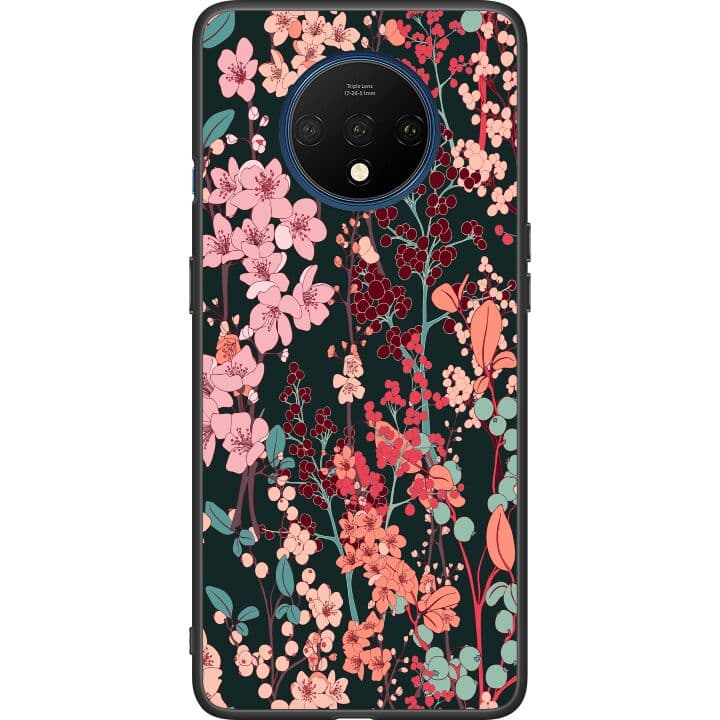 OnePlus 7T Svart Skal Blommor