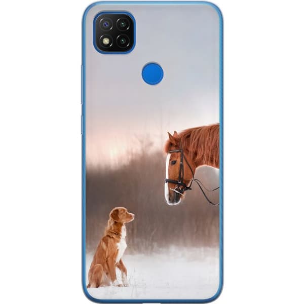 Xiaomi Redmi 9C Läpinäkyvä kuori Härkä & Koira