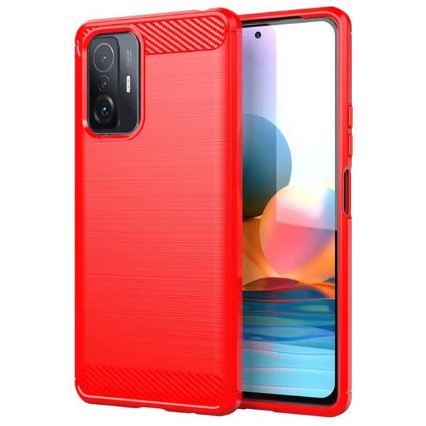 SKALO Xiaomi 11T/11T Pro Armor Carbon Stødsikker TPU-cover Rød