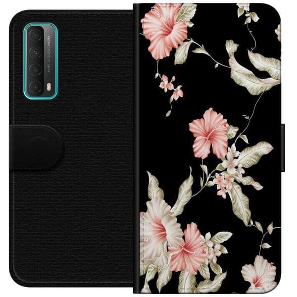 Huawei P smart 2021 Lommeboketui Blomstermønster Svart