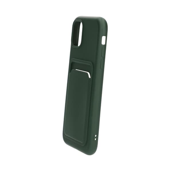 iPhone 11 Silikonskal med Korthållare - Militärgrön