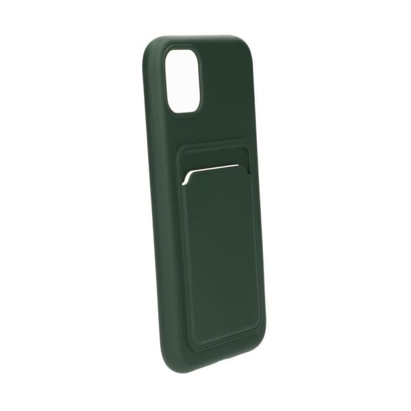 iPhone 11 Silikonskal med Korthållare - Militärgrön