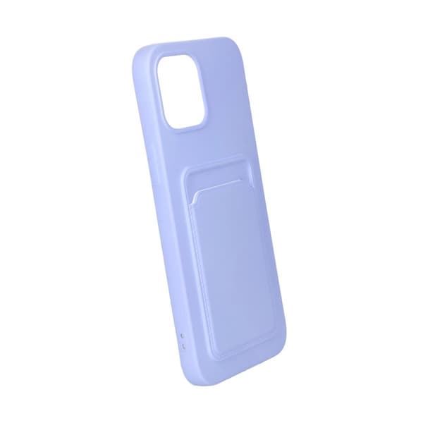 iPhone 12 Pro Max Silikonskal med Korthållare - Lila