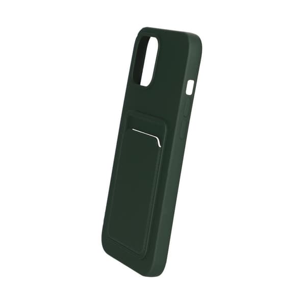 iPhone 12 Pro Max Silikonskal med Korthållare - Militärgrön
