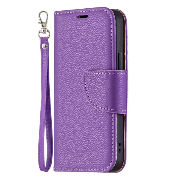 SKALO iPhone 13 Mini Premium Litchi Plånbok - Lila