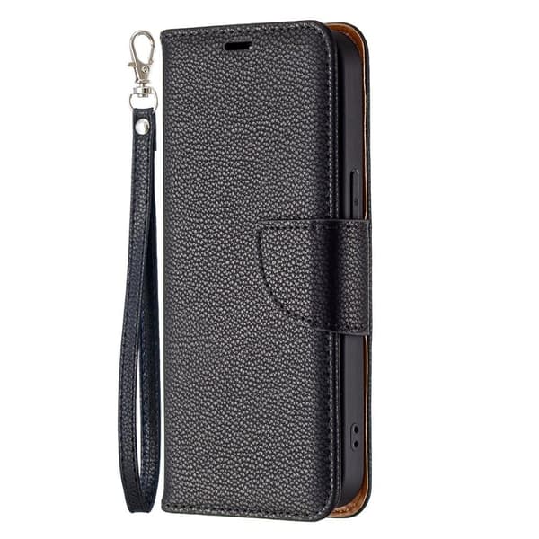 SKALO iPhone 13 Pro Premium Litchi Flip Cover - Sort