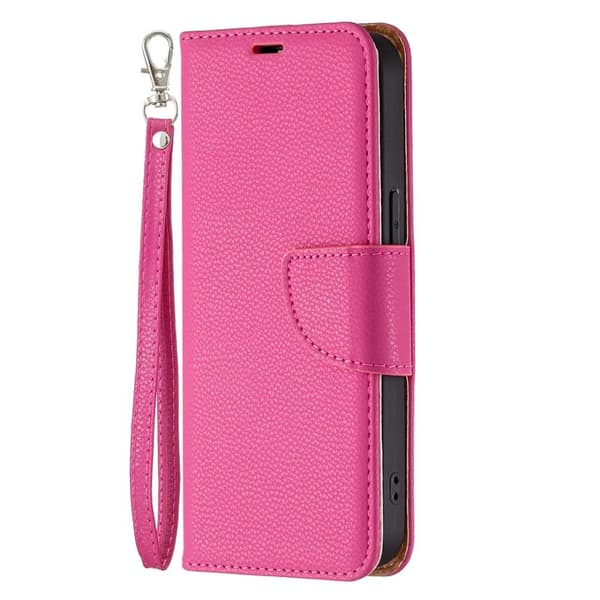 SKALO iPhone 13 Pro Premium Litchi Flip Cover - Cerise