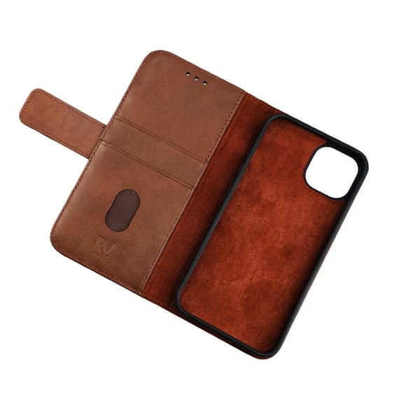 iPhone 12 Mini Plånboksfodral Läder Rvelon - Brun