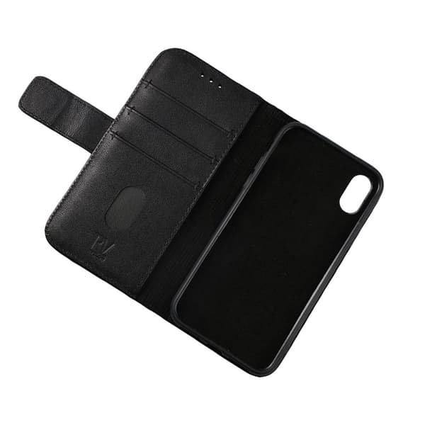 iPhone X/XS Plånboksfodral Läder Rvelon - Svart