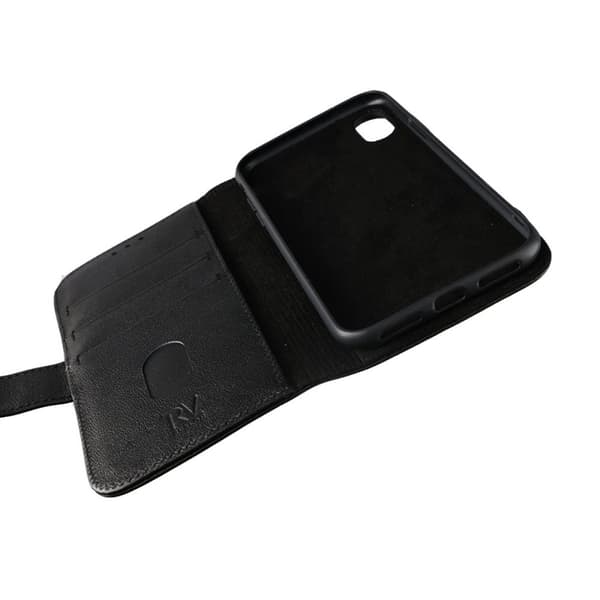 iPhone X/XS Plånboksfodral Läder Rvelon - Svart