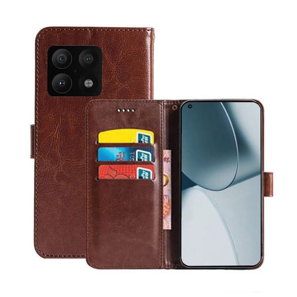 OnePlus 10 Pro Lompakkokotelo 3-kortti : väri - ruskea