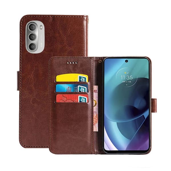 Mobilplånbok 3-kort Motorola Moto G71 5G : Färg - Brun