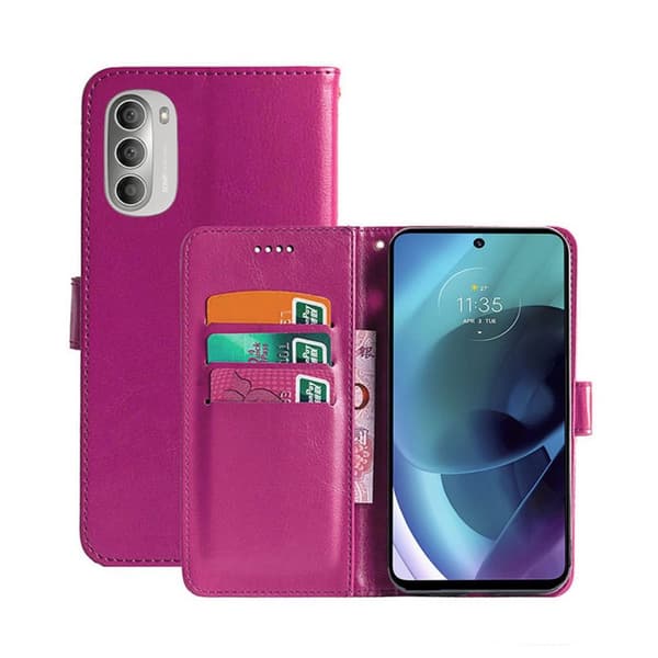 Lommebokdeksel 3-kort Motorola Moto G51 5G : Farge - Rosa