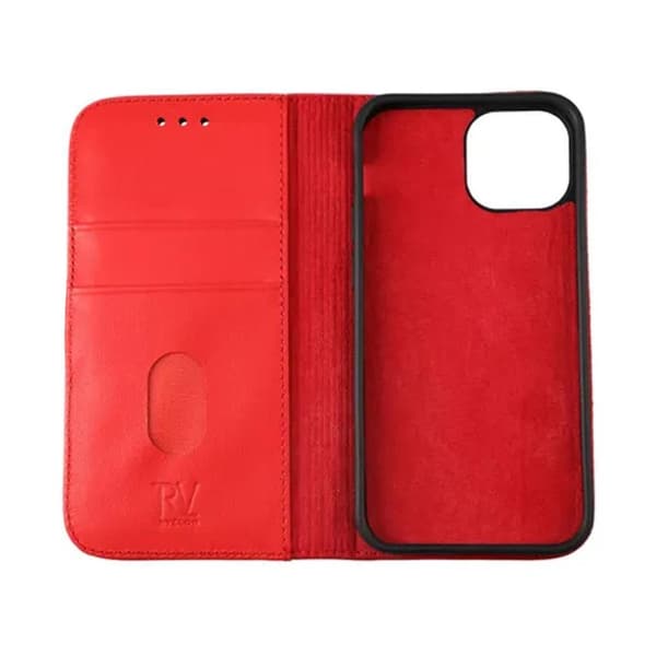iPhone 13 Mini Plånboksfodral Läder Rvelon - Röd